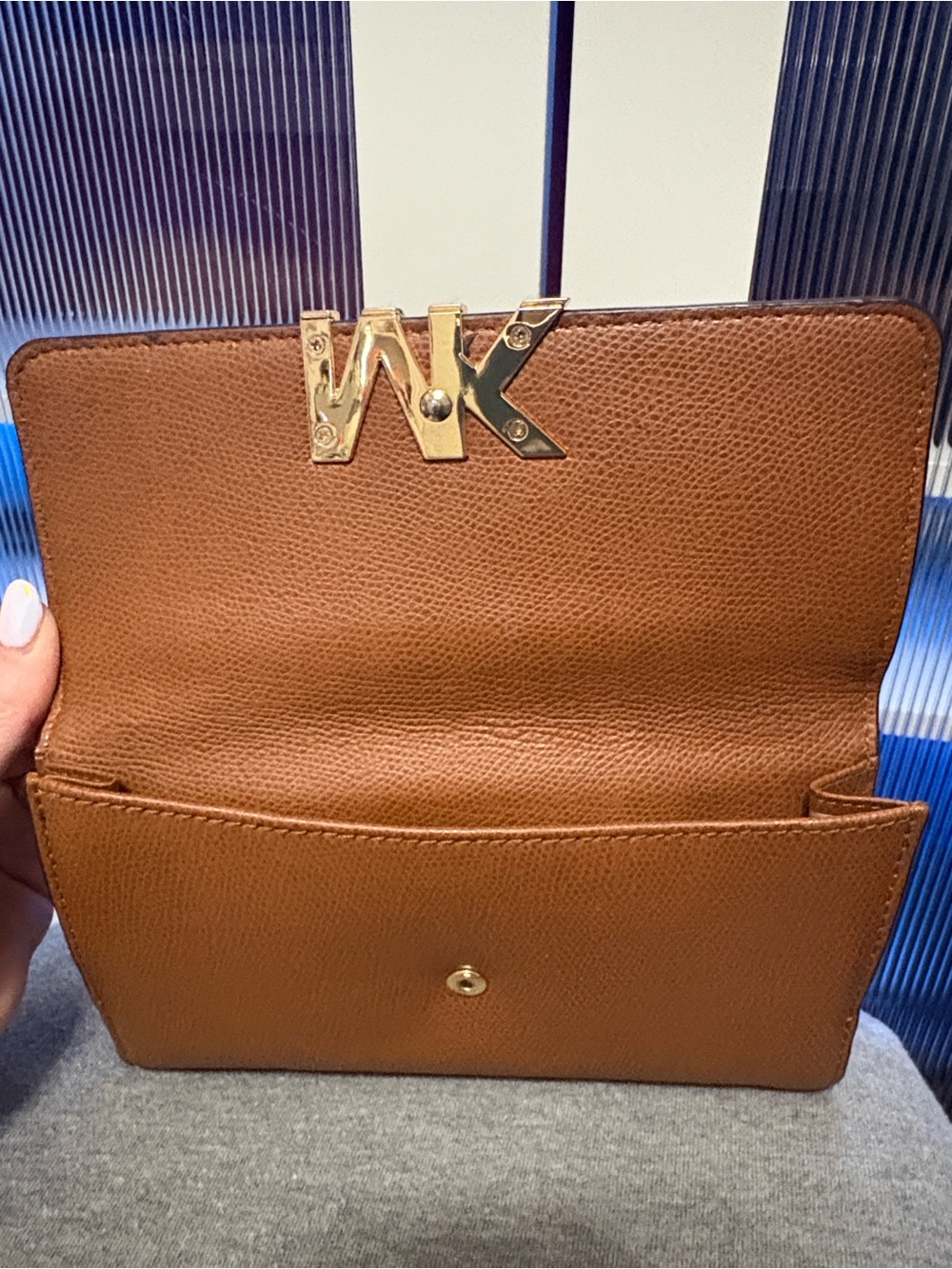 Michael Kors Tan Leather Wallet with Gold MK Logo